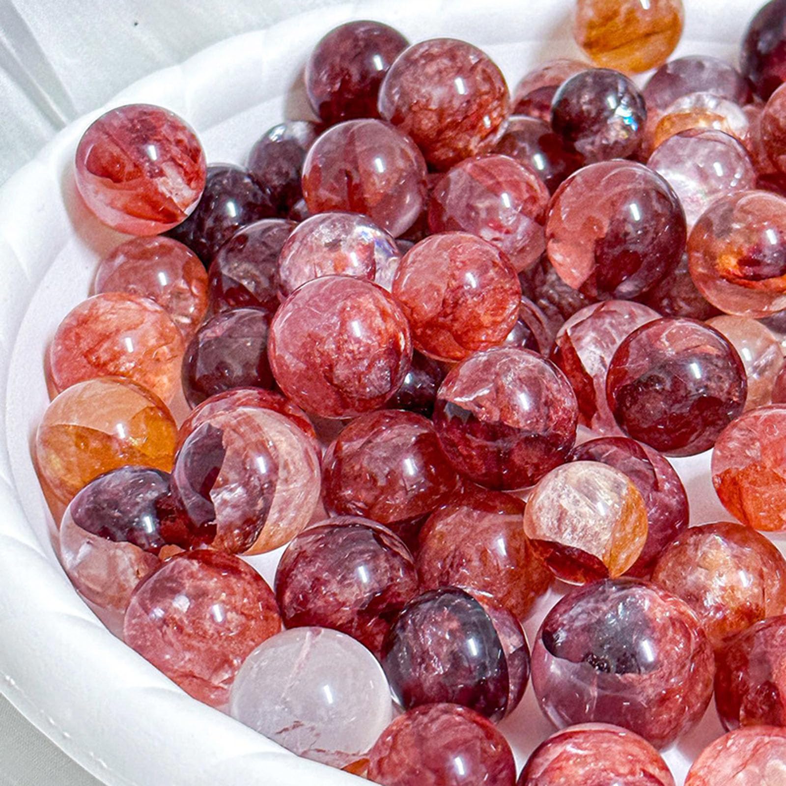 Amazon.co.jp: 天然レッドガムフラワークリスタルボール、風水球、瞑想